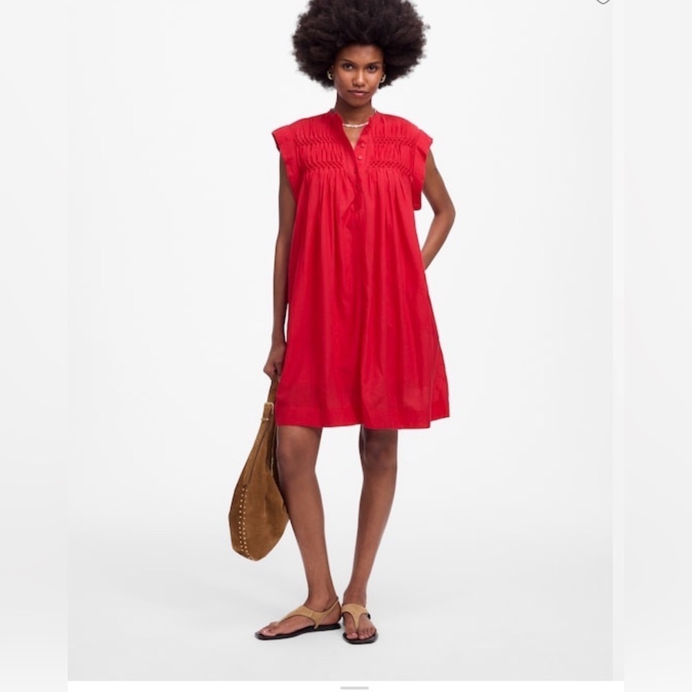 NWOT Madewell Embroidered Pleated Mini Dress size Small